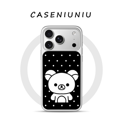 日韩ins黑白波点轻松熊 适用苹果华为小米手机壳磁吸iPhone17promax新款16可爱15卡通14不撞款13萌手机壳防摔