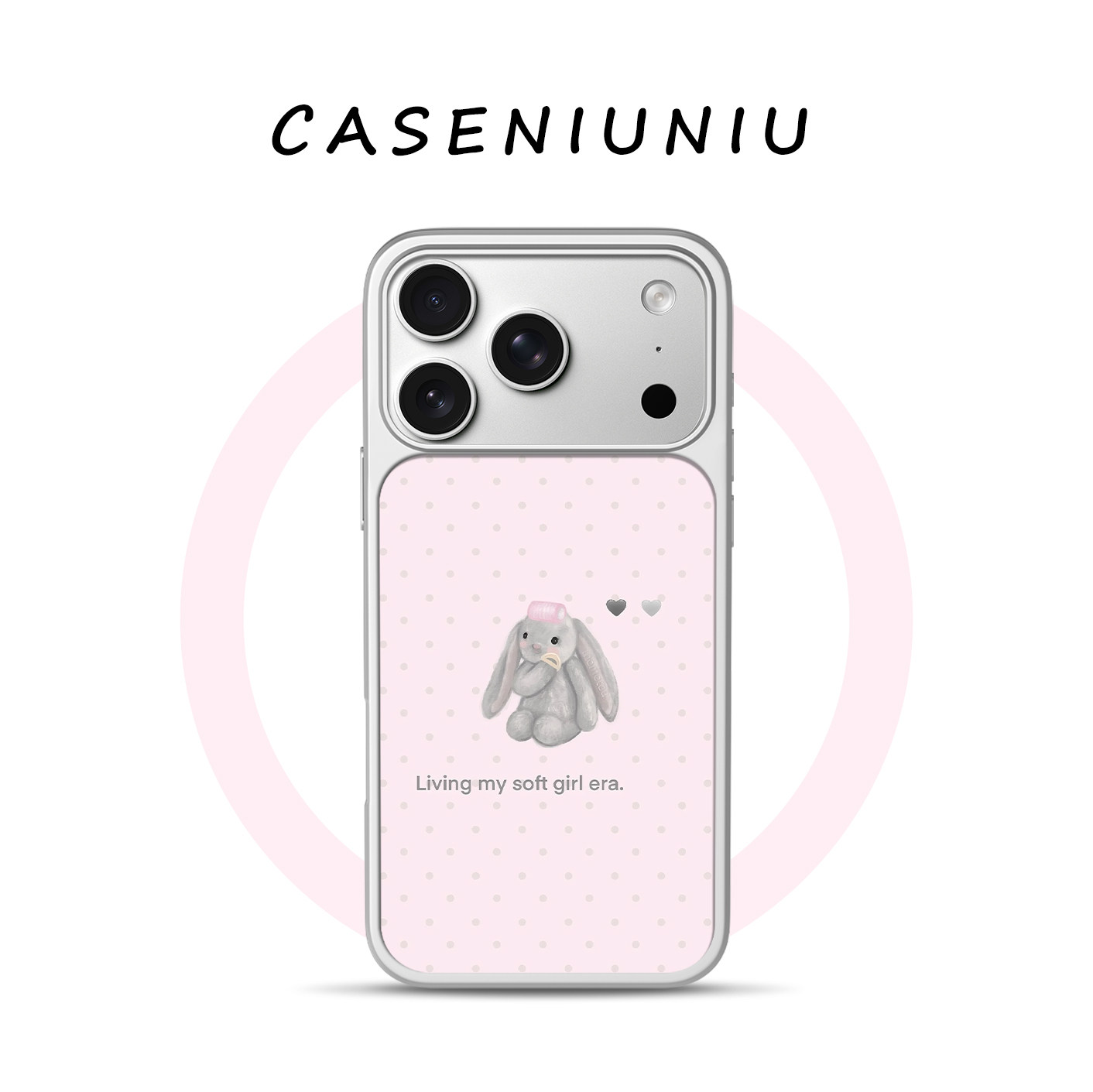 粉色波点bunny兔适用于苹果小米手机壳磁吸iPhone18promax新款17韩系ins风16巨好看独特15可爱不撞款14手机壳