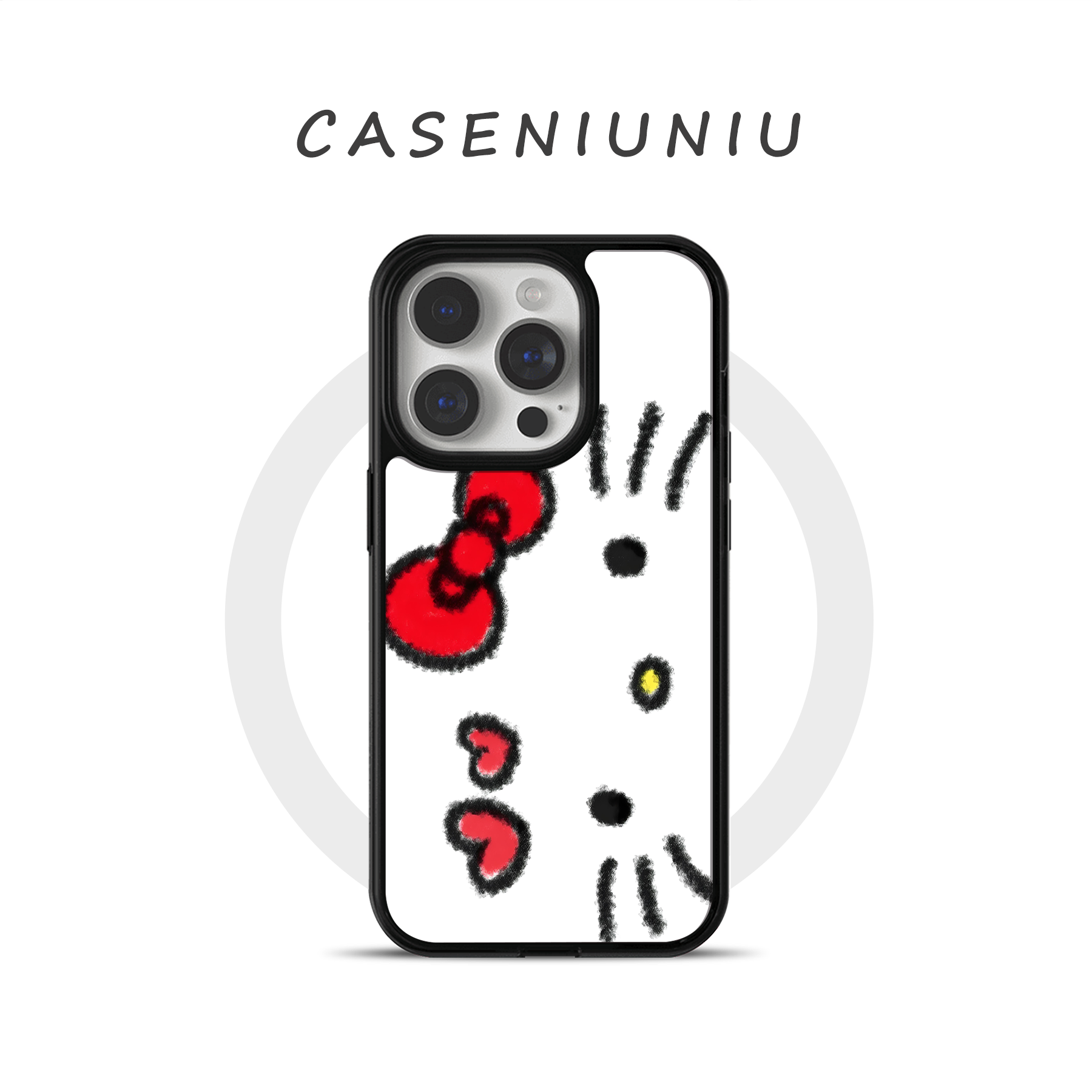 可爱hellokitty适用于苹果16promax手机壳磁吸iPhone15磁吸支架14小众高级感13卡通辣妹12全包磨砂超火手机壳