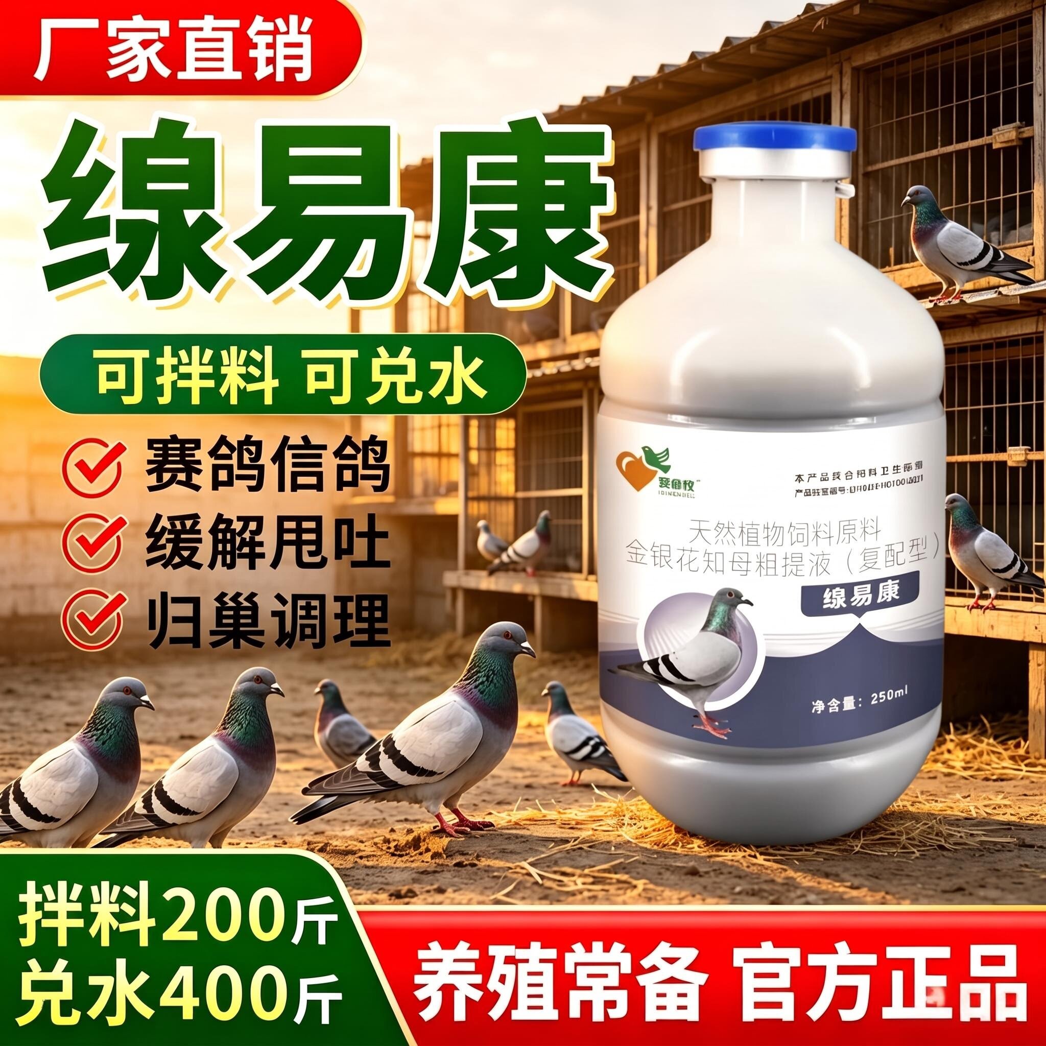 缐易康纯植物提取原液预防甩拉土不伤鸽子养殖常备鹦鹉鸟类通用
