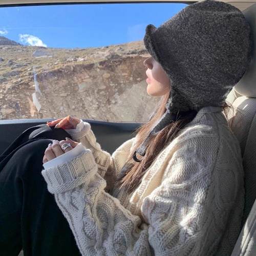 李兰迪同款羊羔毛飞行帽