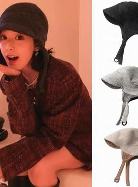 日本代购羊羔毛飞行帽秋冬时尚保暖御寒护耳雷锋帽百搭显脸小帽子