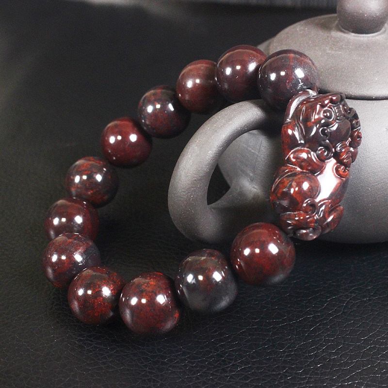 正品桂林鸡血玉貔貅手串手链16毫米佛珠DY阳光老师同款