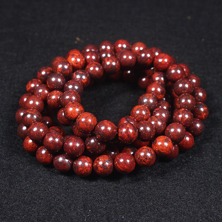 正品鸡血石手串108桂林鸡血玉手链男款天然玉石A货带证书