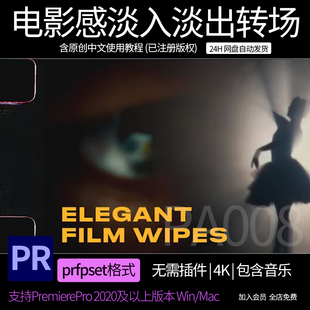 PR转场预设 电影感淡入淡出黑场叠画视频过渡premiere模板预设