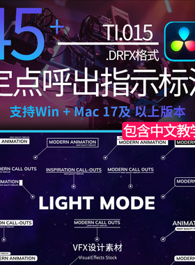 达芬奇模板 45组定点呼出指示线标注解释文字标题动画 Call Outs