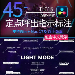 达芬奇模板 45组定点呼出指示线标注解释文字标题动画 Call Outs