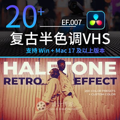 达芬奇模板预设 复古半色调VHS效果 Halftone Retro VHS Effects