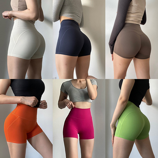 裸感跳操三分裤 免穿内裤 微压 高腰跑步运动健身裤 收腹提臀瑜伽短裤