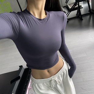 紧身吸汗健身长袖 外穿 瑜伽服普拉提运动显瘦上衣跑步显身材打底衫