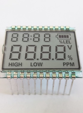 大连奇耘双排4位7段码LCD液晶屏气体浓度段式液晶显示屏GDC04789