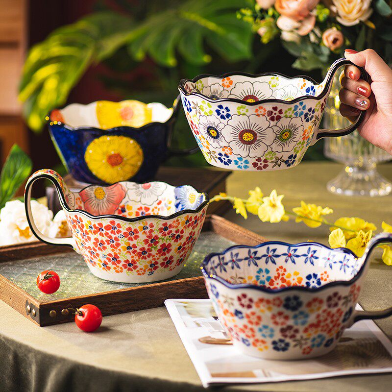 新款波兰中古风餐具高颜值碗陶瓷家用泡面碗汤碗饭碗大碗个人专用,餐饮具,泡面碗,淘宝优惠券,粉丝福利购,淘宝优惠卷