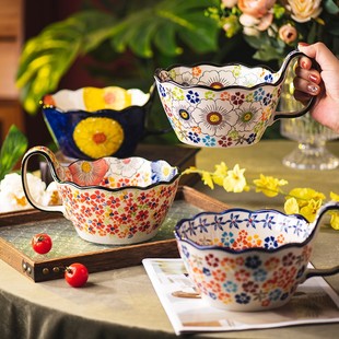 新款 波兰中古风餐具高颜值碗陶瓷家用泡面碗汤碗饭碗大碗个人专用