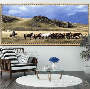 蒙古纯羊毛客厅卧室办公室欧式 现代简约草原民族风景装 饰挂毯壁毯