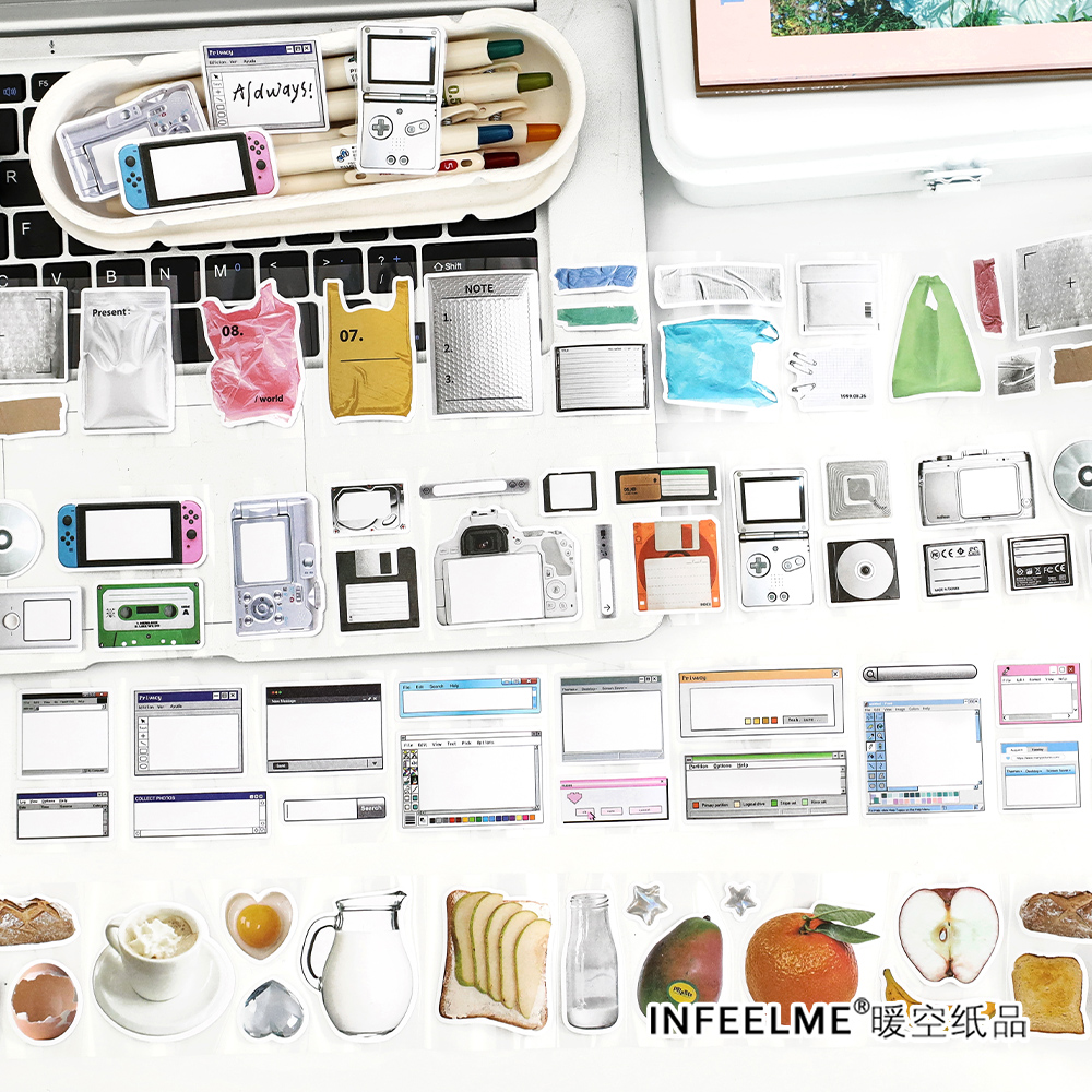 Infeel.Me暖空生活存档系列手帐装饰diy韩系可书写纸排废模切胶带