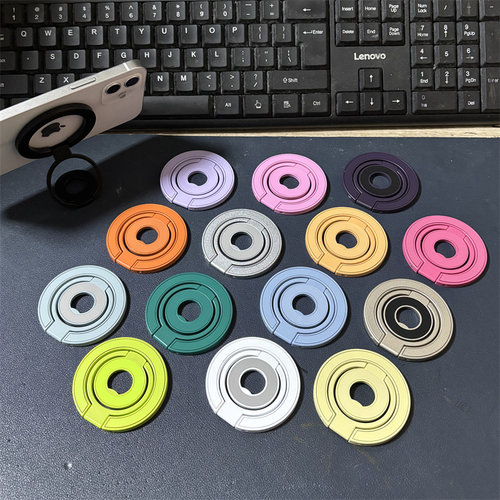 双环磁吸手机支架MagSafe强磁力指环扣桌面高端多功能支撑架适用iphone16苹果通用华为磁吸手机壳背贴车载架7