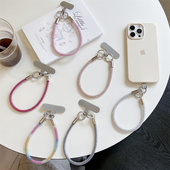 手提挂手腕壳通用吊绳斜挎肩背挂饰挂链绳闪钻金属夹片结实防断防摔新款 满钻手机挂绳女款 ins轻奢小香风短款
