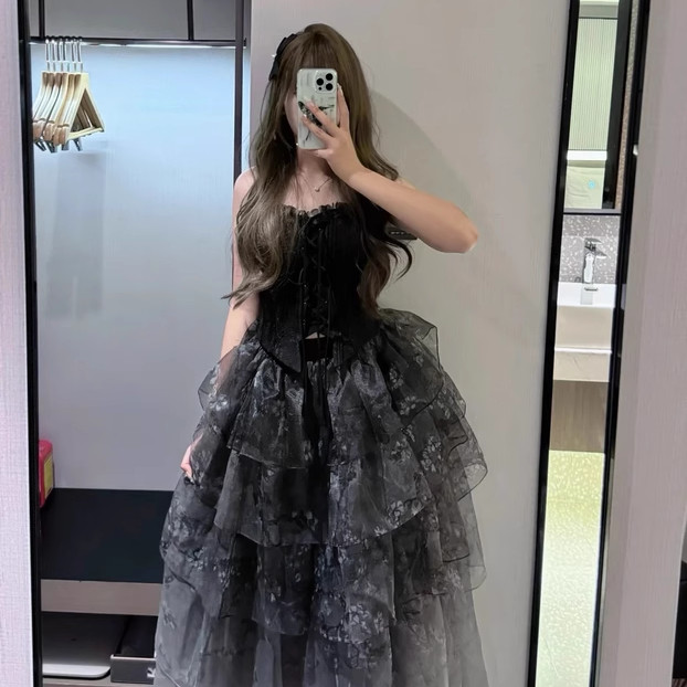 出租黑色杏树洛丽塔晚礼服年会仙舞台演出/舞蹈服装定