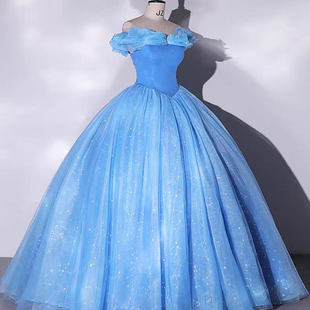 出租梦幻迪士尼在逃公主裙婚纱礼服蓬蓬裙轻奢声乐艺考灰姑娘纱裙