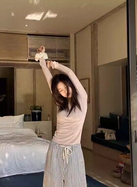 oker章壳儿同款修身天丝羊毛百搭正肩套头打底上衣衫针织T恤女