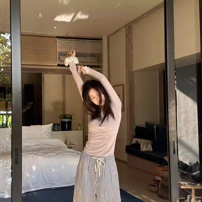 【现货】oker章壳儿天丝羊毛百搭正肩套头打底上衣长袖针织T恤女