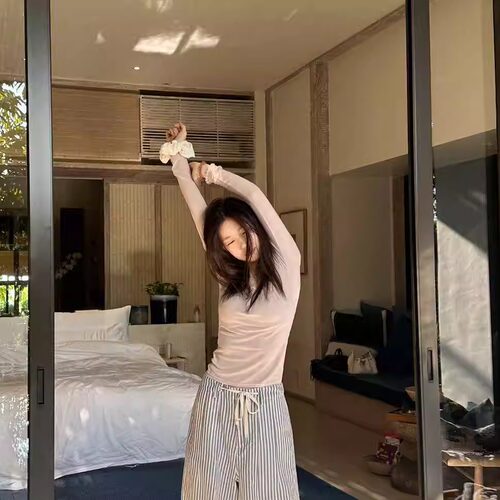 【现货】oker章壳儿天丝羊毛百搭正肩套头打底上衣长袖针织T恤女