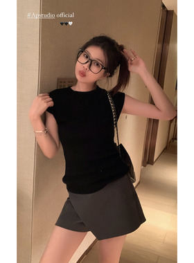 ummadome格雷系经典百搭显瘦灰色西装半裙小个子防走光裙裤短裙女