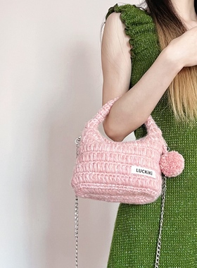 六织织Luckiki单肩手拎小胖包材料包手工编织diy钩针毛线  非成品
