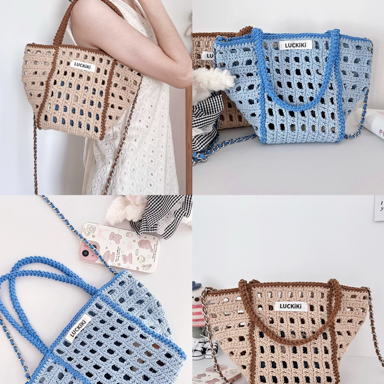 六织织Luckiki 小Tote三用包材料包 空心棉线2mm非成品