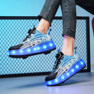 新款四轮透气网面轮子鞋暴走鞋学生男女儿童成人轮滑鞋送工具