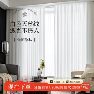 纱帘透光不透人白纱窗纱客厅白色天丝绒2026年新款 纱幔窗帘阳台沙