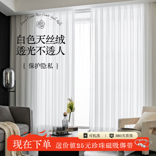 纱帘透光不透人白纱客厅白色窗帘