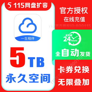 115网盘5TB空间卡扩容5T永久容量非115会年员vip会员 自动发卡