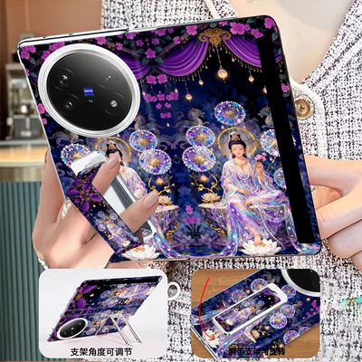 翻盖腕带支架vivoxfold6手机壳新款折叠屏xfold5创意女款观音菩萨xfold3国潮风高级感一体全包防摔保护套