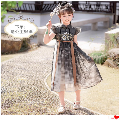 新夏季女童套装汉服合唱古水墨风