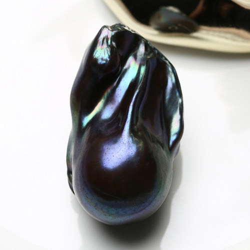 天然珍珠特大巴洛克面珠孔雀绿