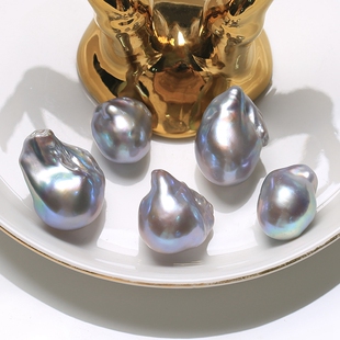 AAAA天然淡水巴洛克异形珍珠散珠配对真多麻灰蓝色可定制成品BGY