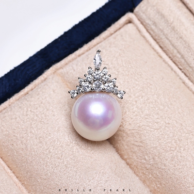 天然极光珍珠12mm冰雪女王吊坠银