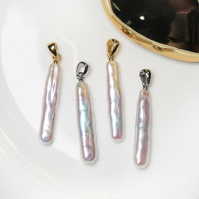 【小银条】特选5A天然淡水巴洛克珍珠吊坠极光牙签s925银小众PBH