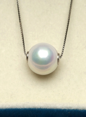 【路路通】正圆极光天然淡水珍珠转运珠项链白玫瑰S925银配件 PBF