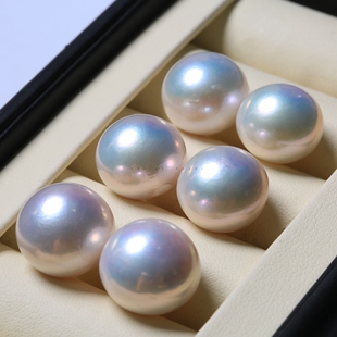 14-18MM天然馒头爱迪生珍珠配对散珠面珠蓝血极光超饱满赛澳白BFG