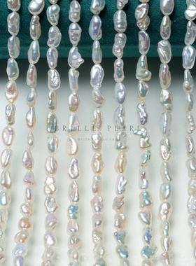 【短款野生keshi链】约5mm天然无核淡水巴洛克珍珠极光半成品 SFA