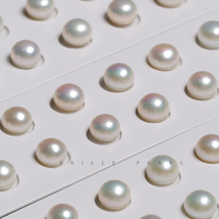 6A毕业级天花板面包馒头珠配对散珠无暇极光淡水无核背后半孔定制