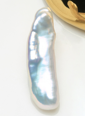 【无核小银条】天然淡水无核巴洛克珍珠极光白亮牙签散珠定制 BNG