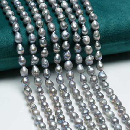 【清库存】天然淡水AK珍珠7mm真多麻强光巴洛克不规则半成品链SFK