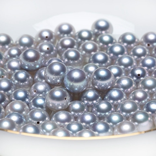 【海水真多麻】7mm天然海水AKOYA珍珠正圆无暇铂金灰极光散珠BNW