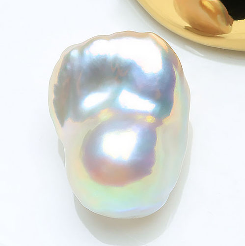 天然淡水巴洛克珍珠白色冷光银蓝