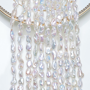 天然淡水无核克旭澳白冷极光半成品链小石头SGJ 蓝血冷光keshi