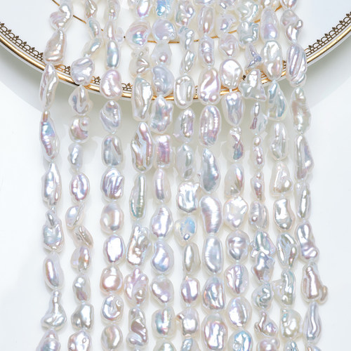 天然淡水珍珠keshi链蓝血冷极光