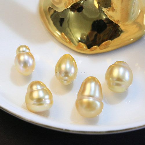 南洋金珠巴洛克天然色海水珍珠